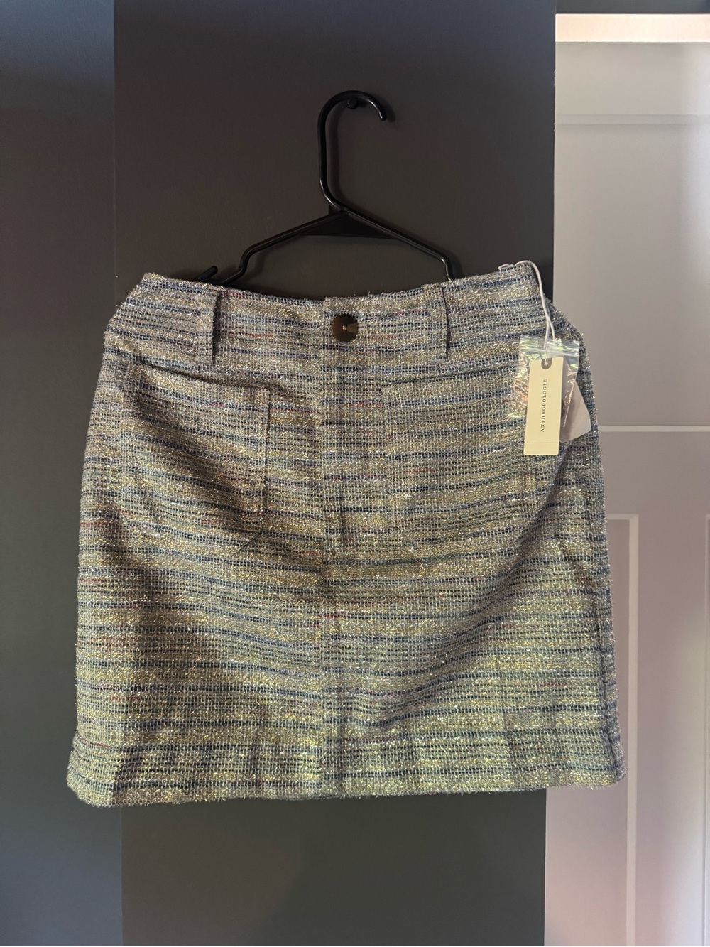Maeve Anthropologie Multicolor Tweed Midi Skirt in Blue and Green Hues
